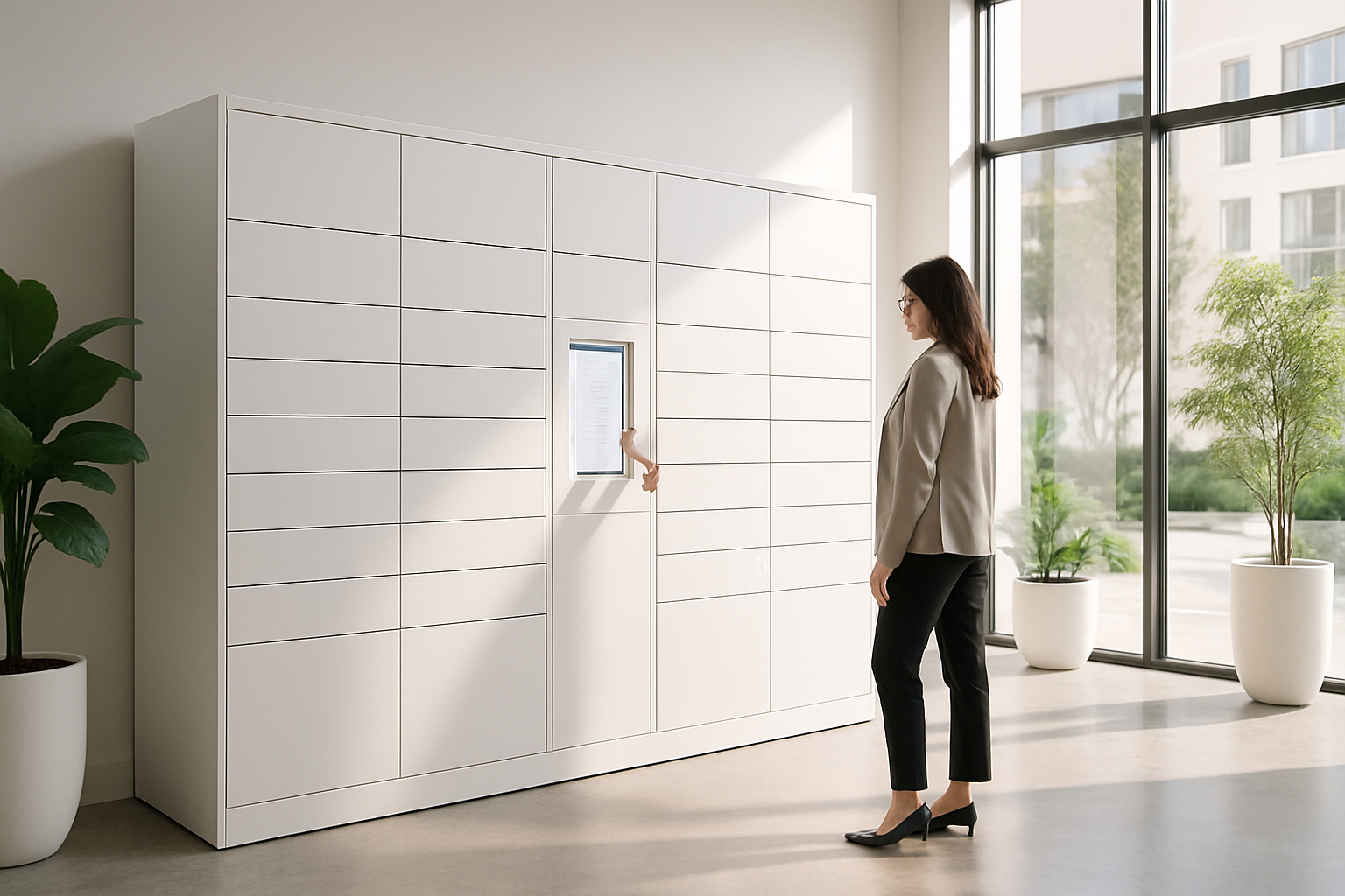 Smart Locker in Modern Lobby